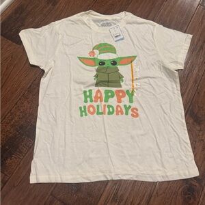 Star Wars Cream Tee with Festive Baby Yoda
